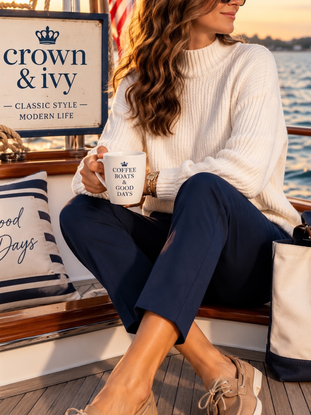 Crown & Ivy Cary Navy Ankle Dress Pants Preppy,Coastal,Nautical Stretch, Size 6